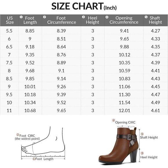 Women's Brown Pu Wide Width Chunky Heel Strap Buckle Ankle Booties with Zipper - Picture 7 of 7
